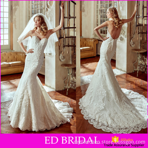 2016 New Fashion Lace Pattern Appliques Mermaid Spanish Style Wedding Dresses